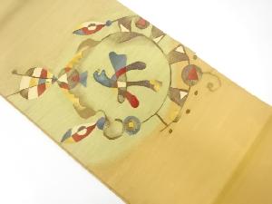 抽象草葉模様織り出し　袋帯